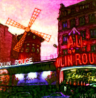 Moulin Rouge (evening), Paris, France